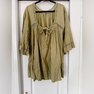 Free People Sage Green Peasant Dress